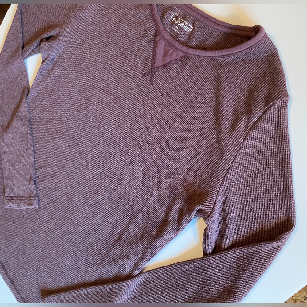Women’s Guide Series Plum Color Long Sleeve Waffle Knit Stretch Top Medium